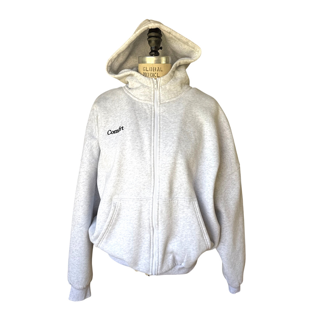 Comfrt Cloud Zip Hoodie Mega in Storm Light Gray Size Small Oversized Fit - Picture 2 of 7